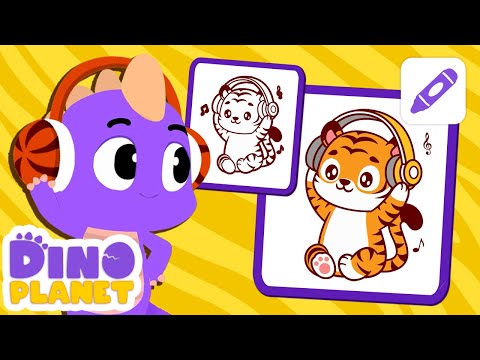 How to draw a cute tiger  🐯🖍 Tiger drawing  Dino Cartoon class | DINO Cartoon Class