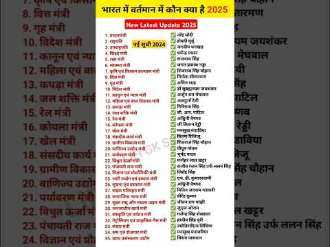 वर्तमान में कौन क्या है | vartman mein kaun kya hai 2025 | current affairs 2025 |