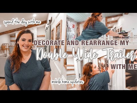 LET’S DO SOME DECORATING IN THE DOUBLE WIDE TRAILER! Mobile home updates + decorate with me!