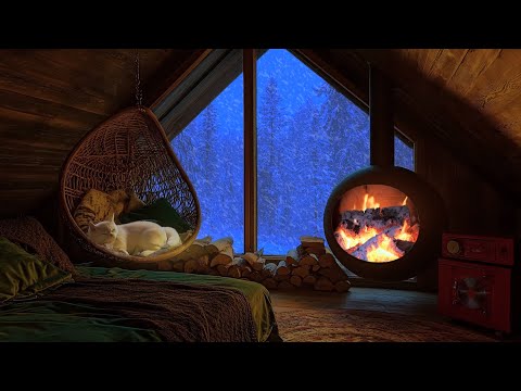 Goodbye Insomnia! Deep Sleep in 3 Minutes. Relaxing Snowstorm, Fireplace