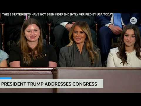 Donald Trump addresses Melania Trump and her guests at speech before Congress and Take It Down Act