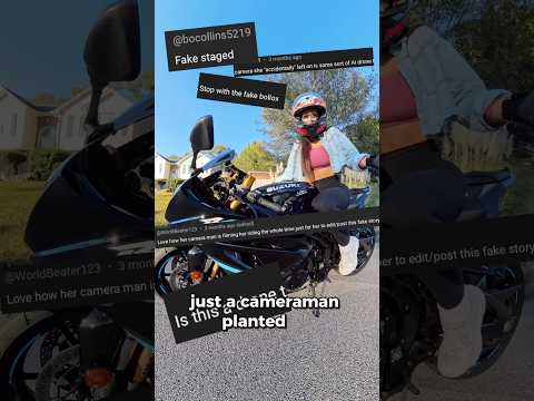 “FAKE CONTENT” comments MADE ME GO VIRAL #bikergirl #insta360x4 #insta360motorcycle #insta360 #gsxr