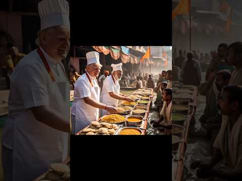 trump and modi serving food to poor people in Mahakumbh