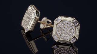 Large Iced Out Mens Earrings (Moissanite Or CZ) 14k Gold Vermeil 925 Silver Studs From Harlembling