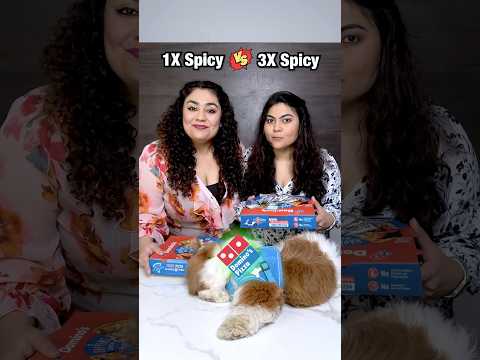 🔥1X vs. 3X Spicy Pizza Challenge: Is this spicy enough for us? #foodchallenge #thakursisters