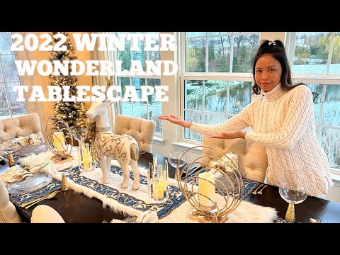 NEW* Christmas Decorate with me 2022 | 3 WINTER WONDERLAND TABLESCAPE IDEAS #decoratewithme