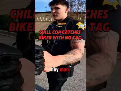 Chill Cop Catches Biker With No Plate | ​⁠@chillwithkea #motorcycle #police #pulledover