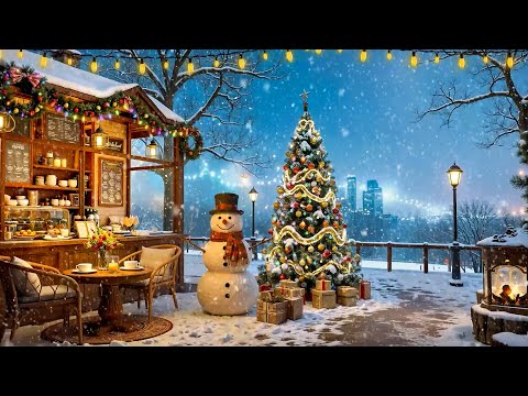 Christmas Jazz Music 2025 & Snow Falling at Winter Coffee Shop Ambience for Relaxing, Sleeping