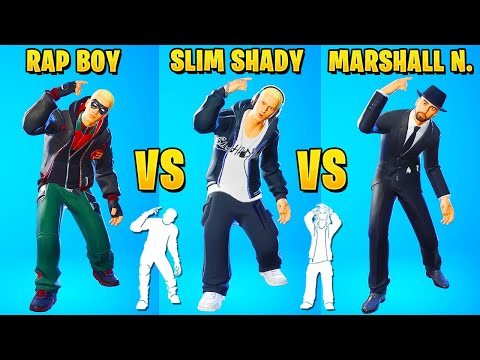 SLIM SHADY vs RAP BOY vs MARSHALL NEVER MORE in Fortnite Dance Battle (Eminem Emote)