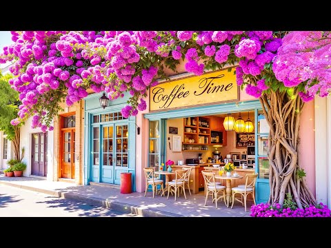 Sweet Jazz Music at Outdoor Spring Coffee Shop Ambience ~ Smooth Bossa Nova Instrumental for Uplift