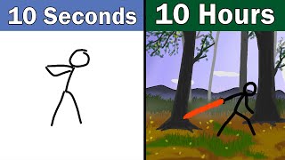 Stickman animation in 10 Seconds Vs 10 Hours | @flipaclip