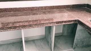 Red Granite Kitchen Counter top- After  Installation