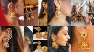 Latest Gold Jhumka Designs 2024/Temple jhumka designs/latest gold earrings jhumka designs #gold #new