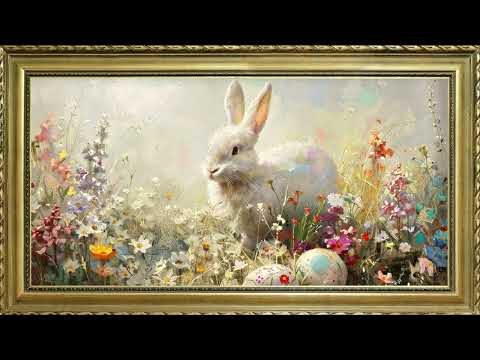 EASTER BUNNY FREE TV ART WALLPAPER SCREENSAVER BACKGROUND VINTAGE FRAMED SAMSUNG TV ART SPRING 3HRS