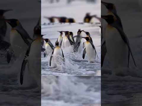 Magnificent procession of king penguins 🐧❄