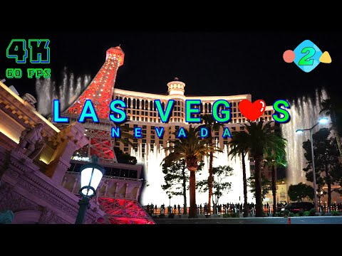 Las Vegas Strip Night Walk Part 2/2, Nevada USA 4K - UHD