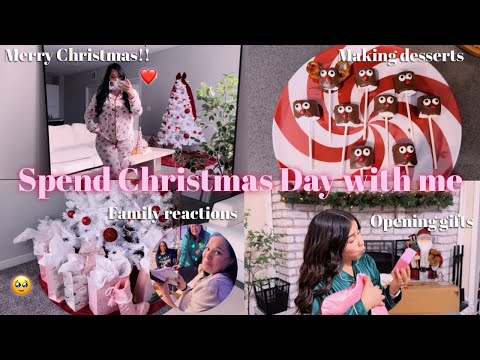 VLOG: ♡ Spend Christmas Day with me (making Christmas desserts, opening gifts, & family reactions)