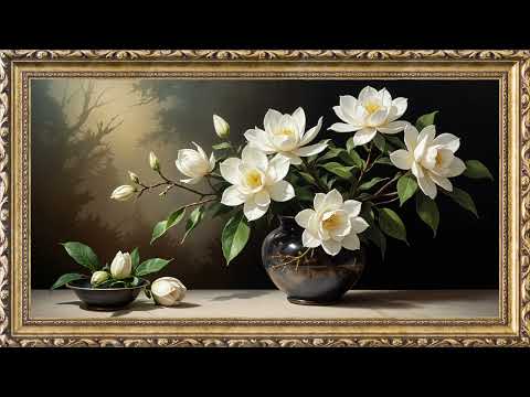 White Magnolia Flowers | Free background | 8 Hours Frame Painting | TV Wallpaper | 4K