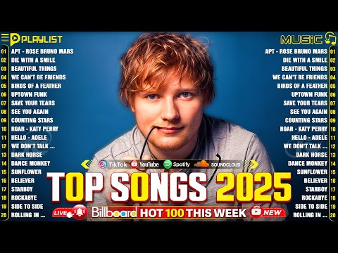 Ed Sheeran, Bruno Mars, Dua Lipa, Adele, Maroon 5, Rihanna, The Weeknd - Pop music 2025