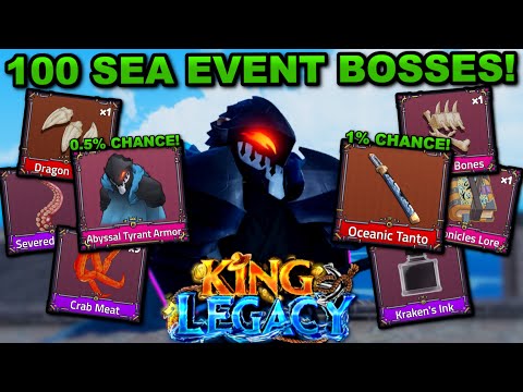 Fighting 100 Sea Events For The STRONGEST & RAREST ITEMS In Roblox King Legacy... Here's What I Got!