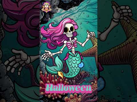 Skeleton Mermaid character   #Skeleton #creepycute  #PinkHair #SkeletonMermaid #Halloween