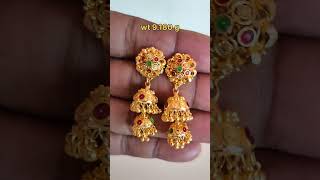 gold jhumka designs with weight and price 2024/Bridal gold jhumka designs with price