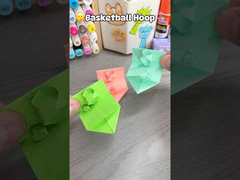 🏀Mini DIY basketball hoop!? #diytoys #papercraft #cutecrafts #miniecraft #cute #basketball #craft ￼