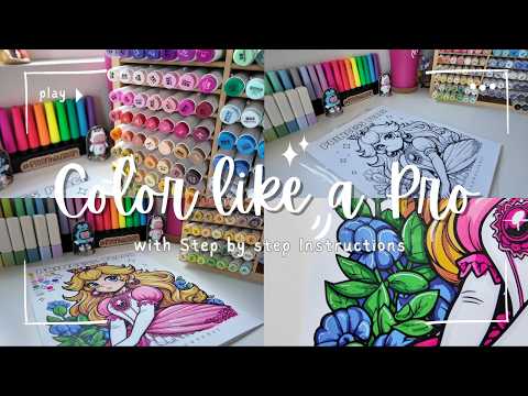 Color with me! 🖍️ Step-by-step Princess Peach using Ohuhu Markers 🌺🌸