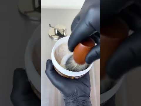 Lathering up some shaving soap for a smooth comfortable shave