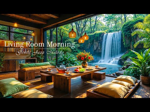 Relaxing Spring Morning in Cozy Living Room | Gentle Jazz Piano Music for Stress Relief,Study & Work