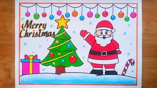 Christmas Drawing/Merry Christmas Drawing/Christmas Poster Drawing/How To Draw Christmas Drawing