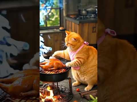 "बिल्ली बनी मास्टर शेफ!"#FunnyCat#ChefCat#CookingCat#GingerCat#MischievousCat#FoodieCat