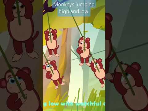 Monkeys jumping high and low #ytshorts #2025 #Shorts #shortsfeed #dance #shortsvideo #nursery_rhyme