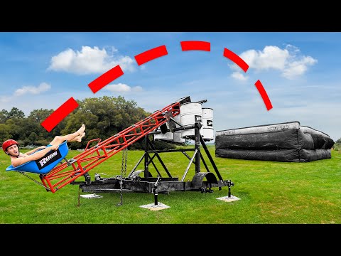 Human Catapult VS Giant Crash Pad, Will We Survive?