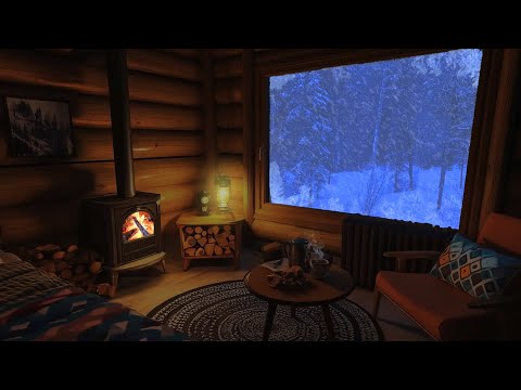 Cozy Getaway in a Rustic Cottage - Snowfall, Fireplace, Blizzard, Sleep Sounds