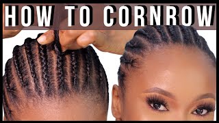 HOW TO CORNROW YOUR HAIR FOR BEGINNERS | BEGINNER STEP BY STEP CORNROW BRAIDING TUTORIAL