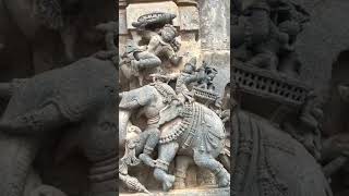 Bheema fighting Bhagadatta and his elephant Supratika - Belur Viranarayana temple wall relief