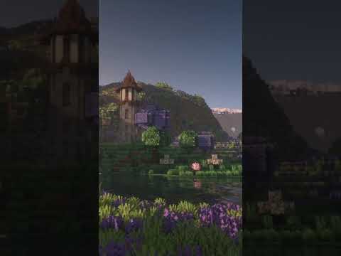 Cottage Tower In Lavender Field #minecraft  #ambientmusic  #minecraftmusic  #relaxation  #ambience