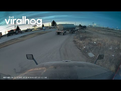 Truck Tank Flips Over || ViralHog