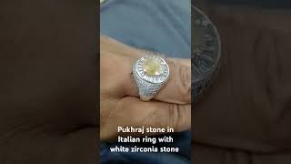 pukhraj stone ring with Italian chandi #chandi #gemstone #gems #diamondcollections #crystals