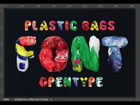 Сolor plastic bags Font