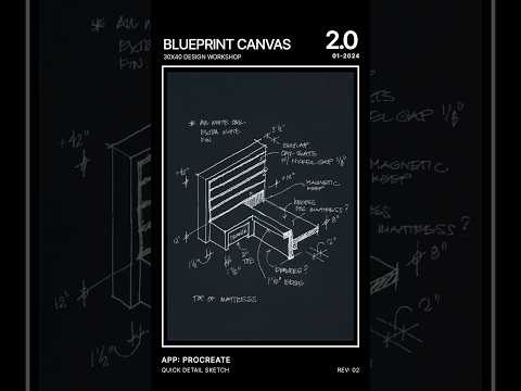 Blueprint style sketch in Procreate