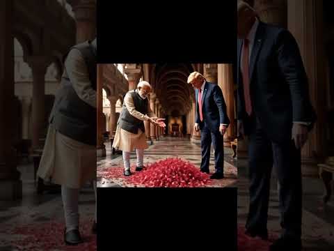 trump and modi playing with rose petels#ai#ai shorts