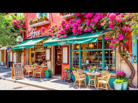 Spring Jazz Music & Outdoor Coffee Shop Ambience ~ Relaxing Bossa Nova Instrumental for Work, Study