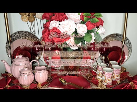 The Romantic Red and Pink Glam Tea Station | Romantic Valentine's Day Décor | Cozy Corner 24