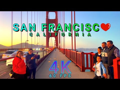 Golden Gate Bridge Walk at Sunset 2/2, San Francisco California USA 4K - UHD