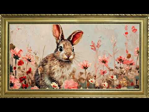 VINTAGE EASTER BUNNY FREE TV ART WALLPAPER SCREENSAVER BACKGROUND OIL PAINTING FRAMED SAMSUNG TV ART