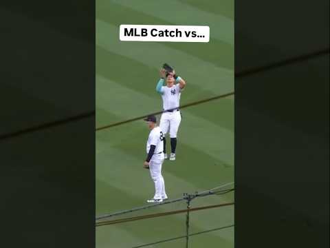 MLB Catch vs Banana Ball Catch #mlb #bananaball #outfield #fyp