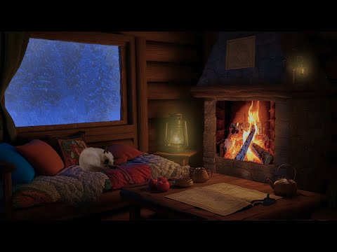 Blizzard & Fireplace in a Cozy Winter Attic | Deep Sleep, from Insomnia, Sleep Better