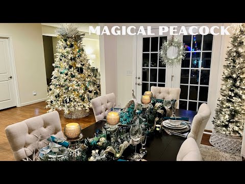 NEW* CHRISTMAS DECORATE WITH ME | WINTER WONDERLAND Peacock Theme #decoratewithme